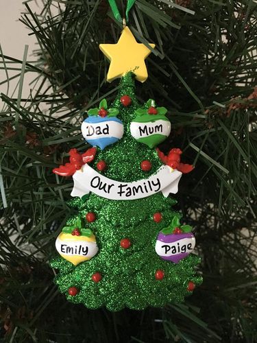 Personalised family Christmas tree decoration